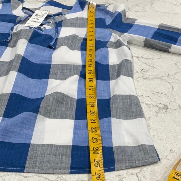 Style & co lace up shirt deep cobalt size S - Picture 10 of 11